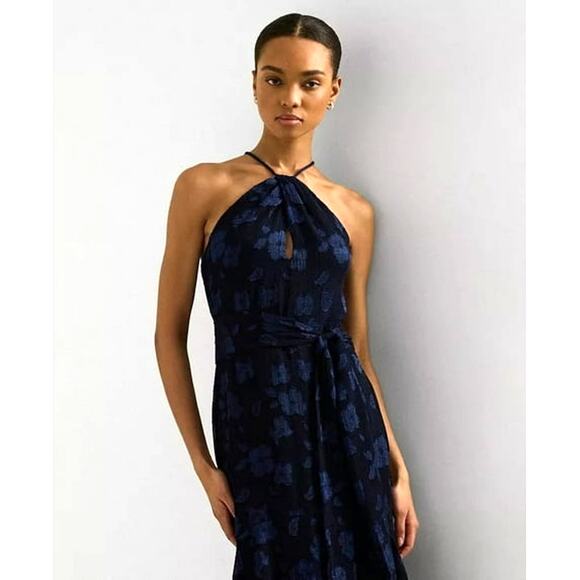 Lauren Ralph Lauren Floral Tiered Jacquard Gown Halter Dress Women's Size 8 NWT - Picture 4 of 16